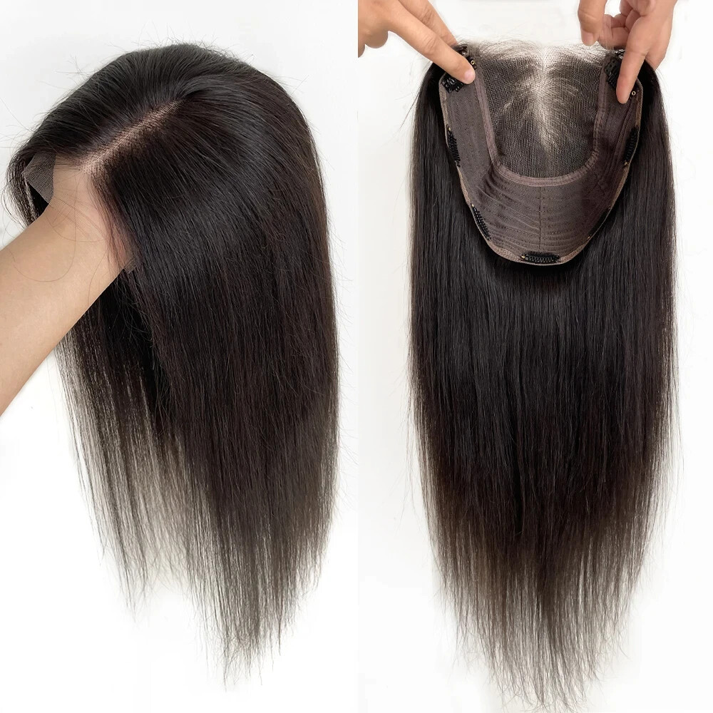 8×8″ HD Transparent Lace Topper Human Hair Piece Women Straight Closure 26″