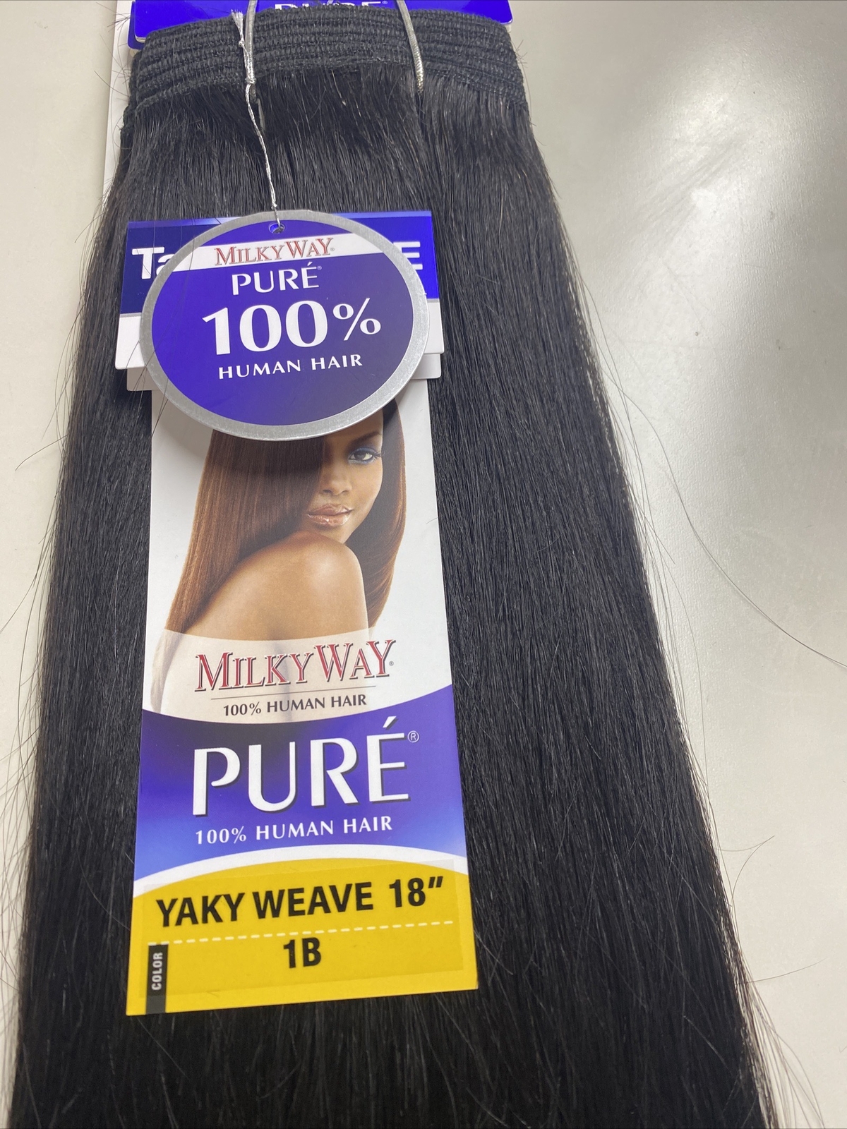 Milky Way PURE Human Hair Weave Extension Yaky_18″_#1B