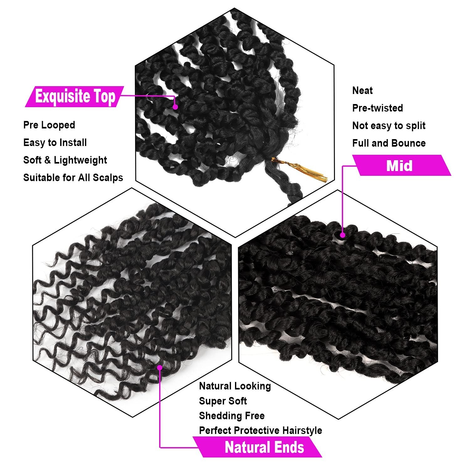 8 Pack Passion Twist Crochet Hair 10 Inch Pre-twisted Short Crochet Passion T…