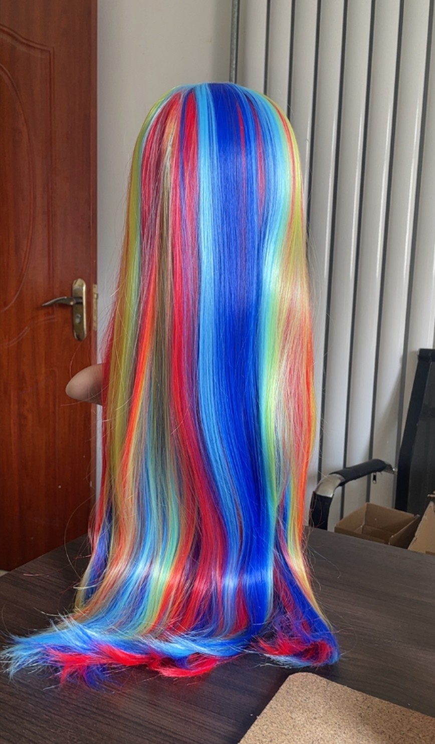 Rainbow Wig Straight Colorful Costume Wig for Women Cosplay Party Halloween 28in