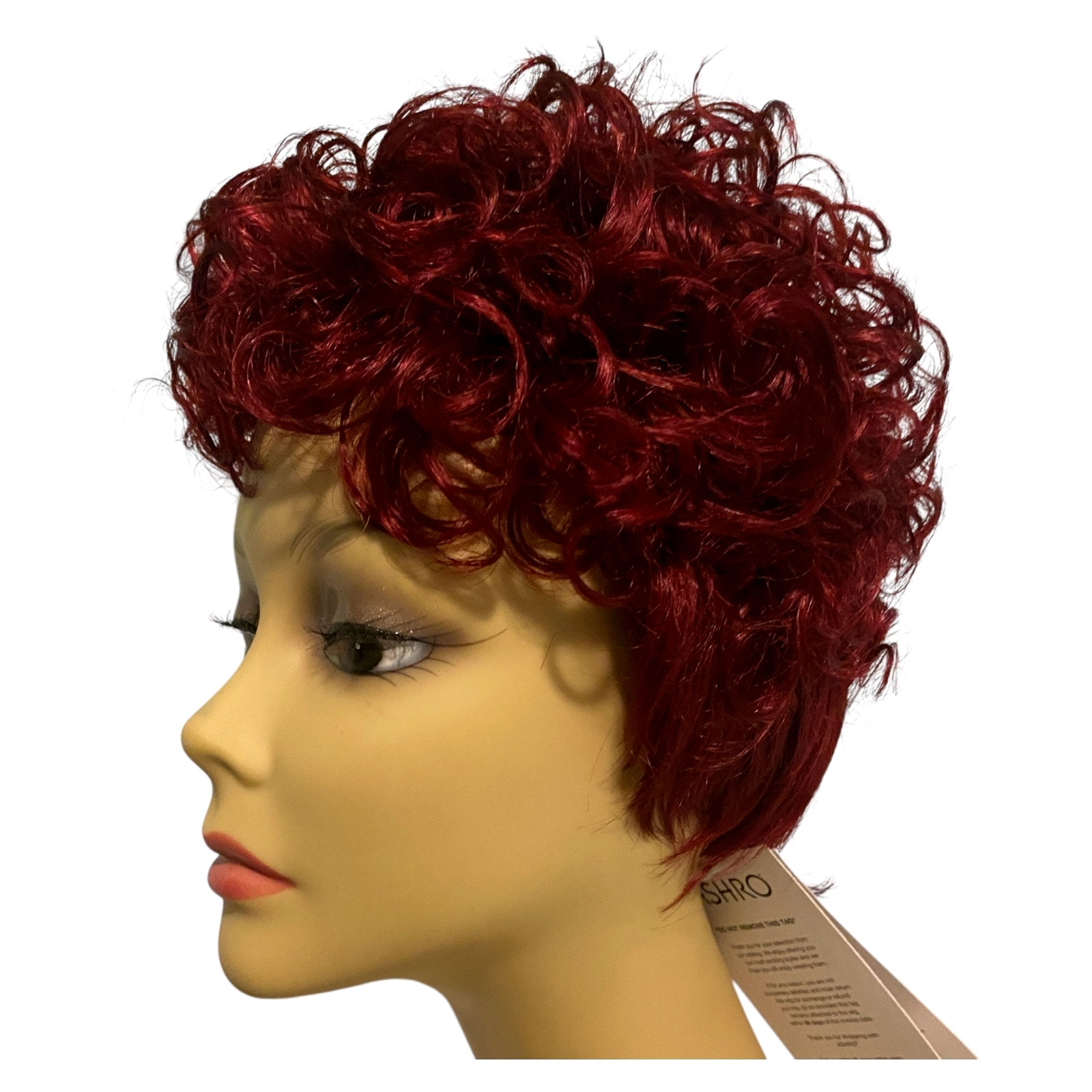 ASHRO Wig Curly Pixie Dk Burgundy Red Synthetic Hair for Women NWT A966W