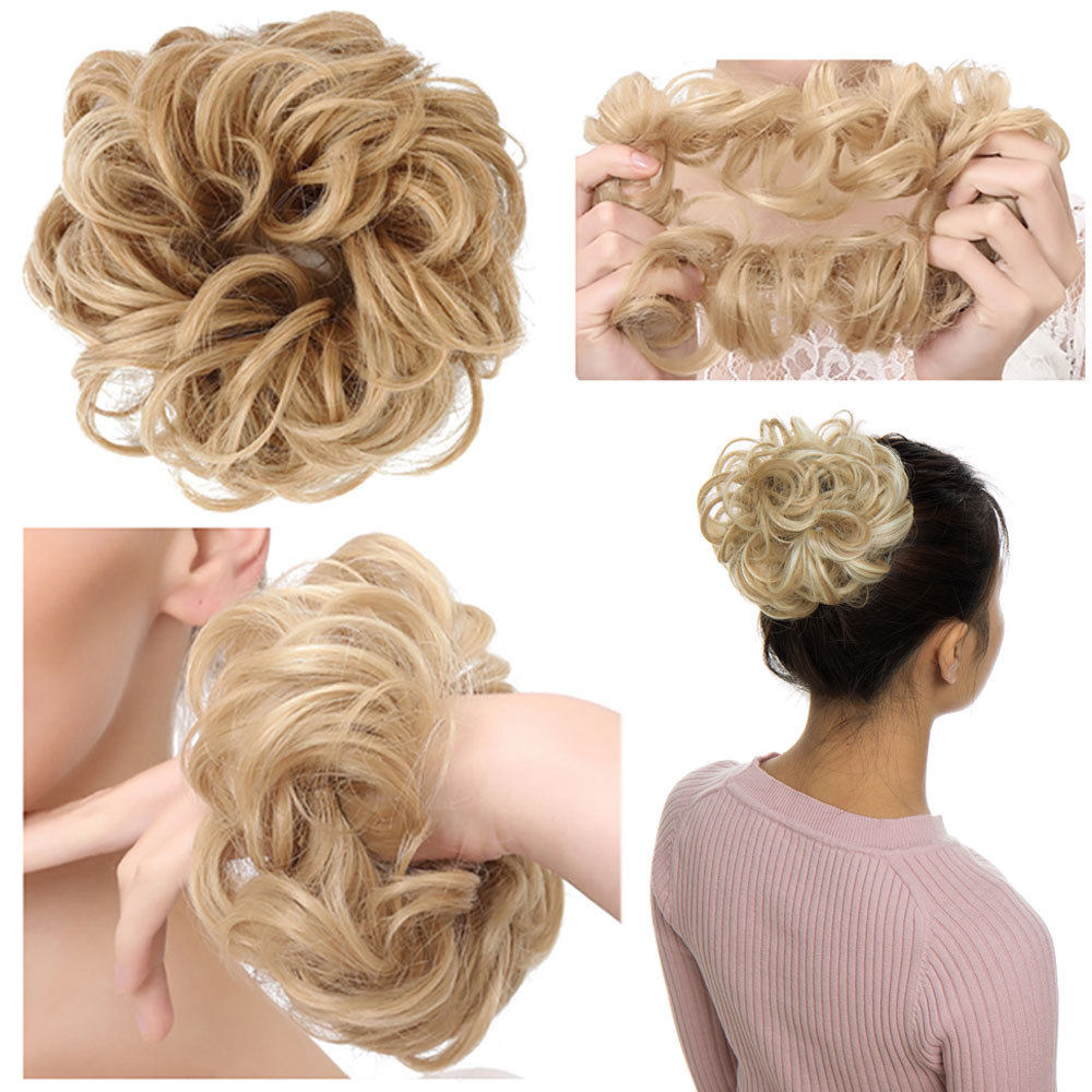 Synthetic Curly Hair Extensions Hairpiece Bun Updo Scrunchie Pony Tail As Human