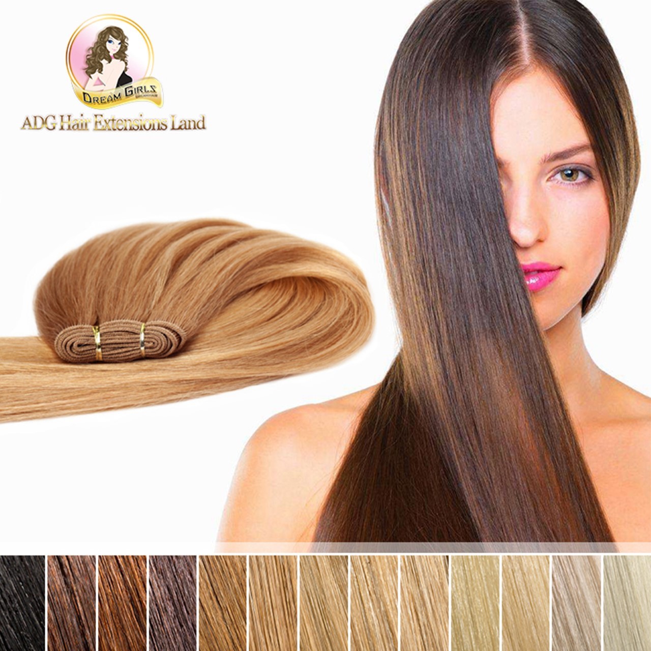 24”European 100% Remy Weft Hair Extensions Double Drawn 100g Black/Brown/Blonde