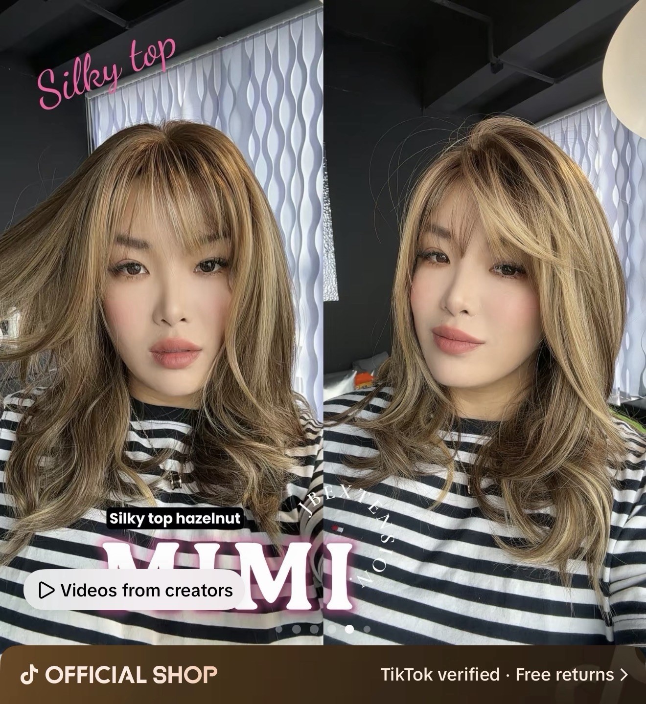 JB Wig Hazelnut Blond Highlights Layered Lace Top Wavy 16in for Women