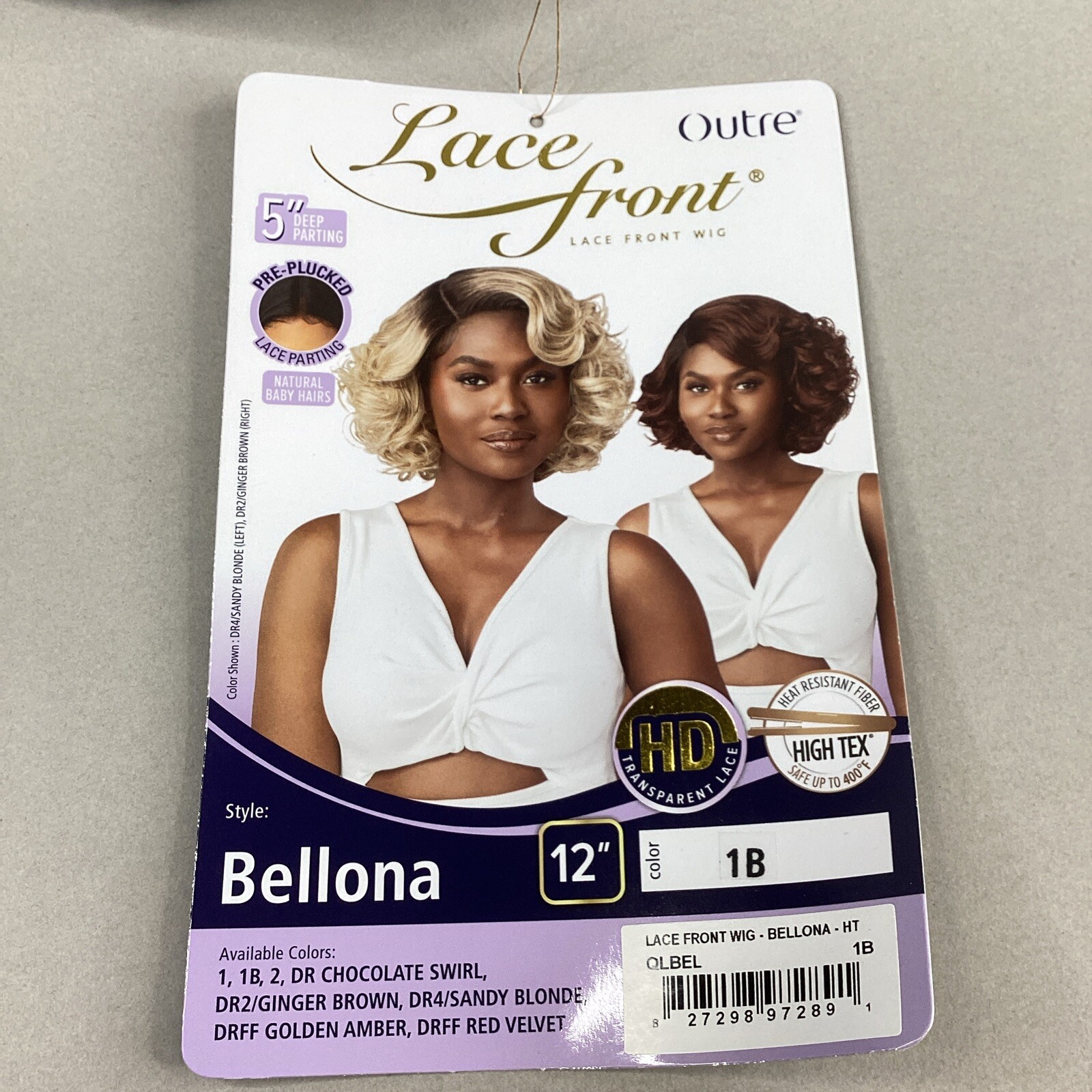 Bellona 12” #1B Off Black Wavy Synthetic Lace Front Wig by Outre Side Part