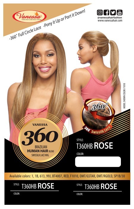 T360HB ROSE – VANESSA BRAZILIAN HUMAN HAIR BLEND 360 SWISSILK LACE WIG