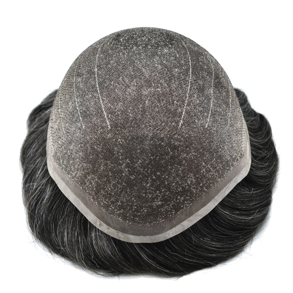 Mens Toupee Hairpiece Swiss Welded Mono Lace Wig for Men Hair System Replacement