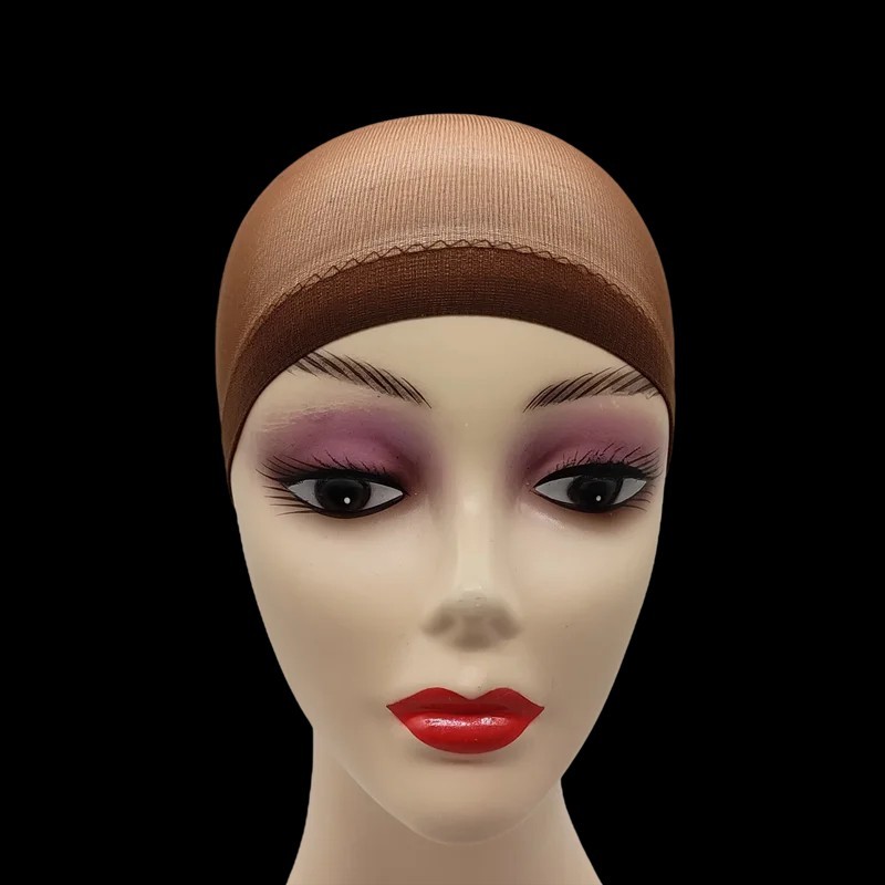 2pcs Wig Cap Mesh Dome Hair Net Stretch Invisible Stocking Cap Black Brown Beige