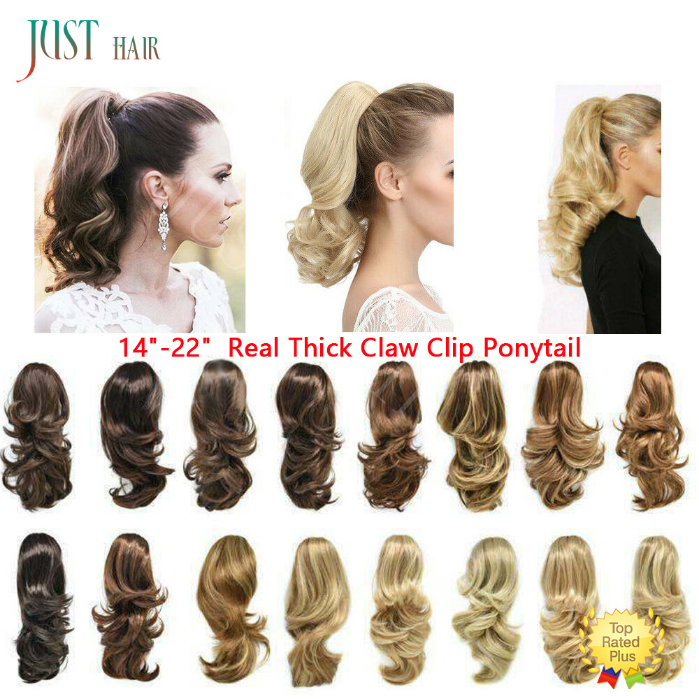 Real Thick Straight Claw Clip Ponytail Extension Long Wavy Pony Tail Hair Piece