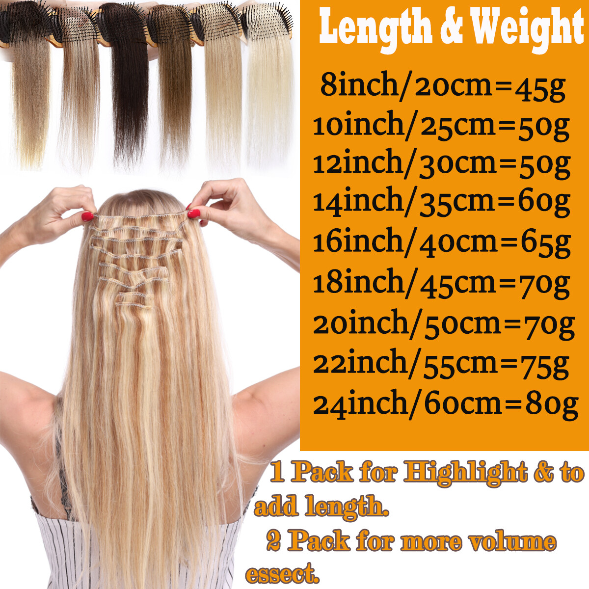 Platinum CLEARANCE Clip in 100% Remy Human Hair Extension Seamless Full Head US