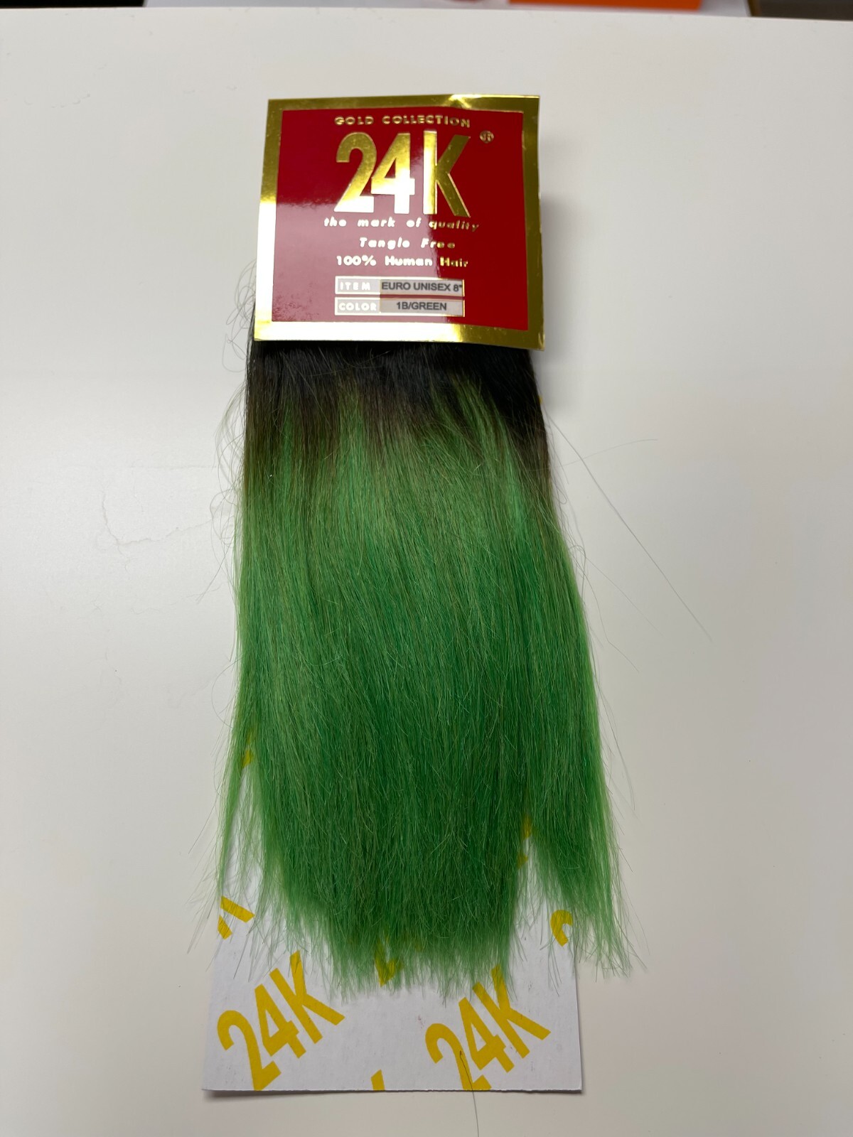 100% Human Hair Wig Tangle Free European 8” Straight Green Orange Purple Pink