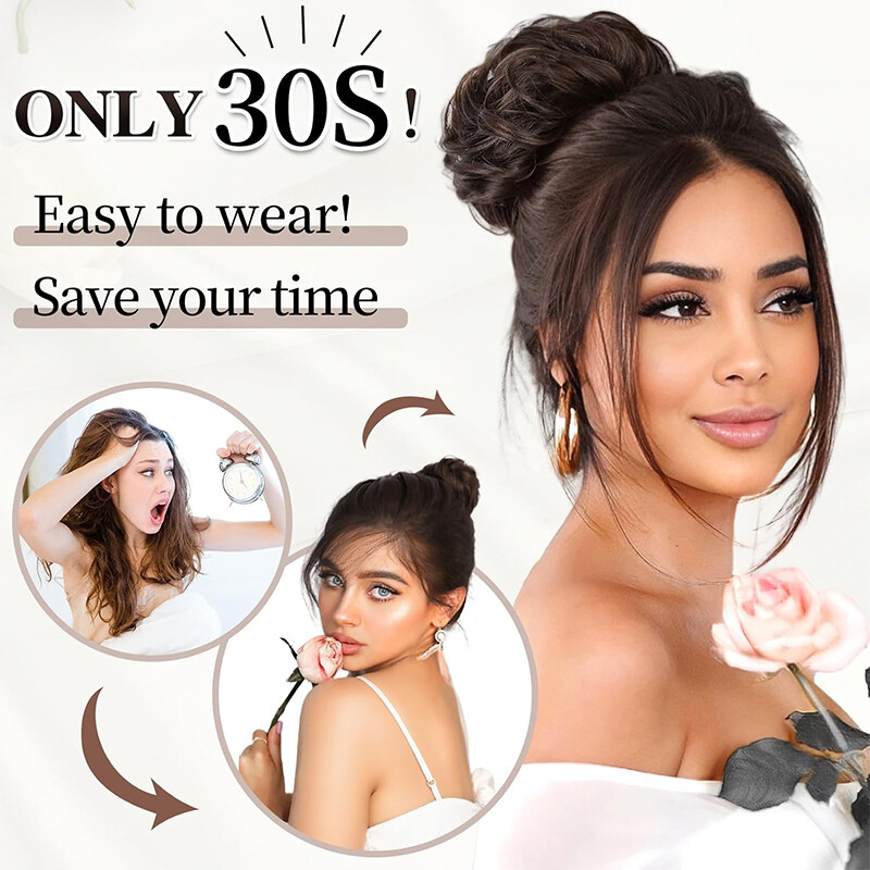 Natural As Human Hair Messy Bun Ponytail Extensions Curly Scrunchie Updo Chignon