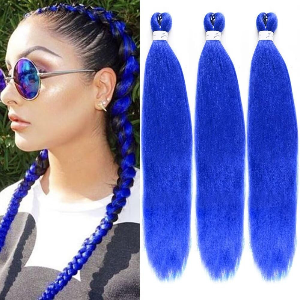 White Braiding Hair 26 Inch Pre Stretched Easy Hair 2 Packs Synthetic Crochet Bo