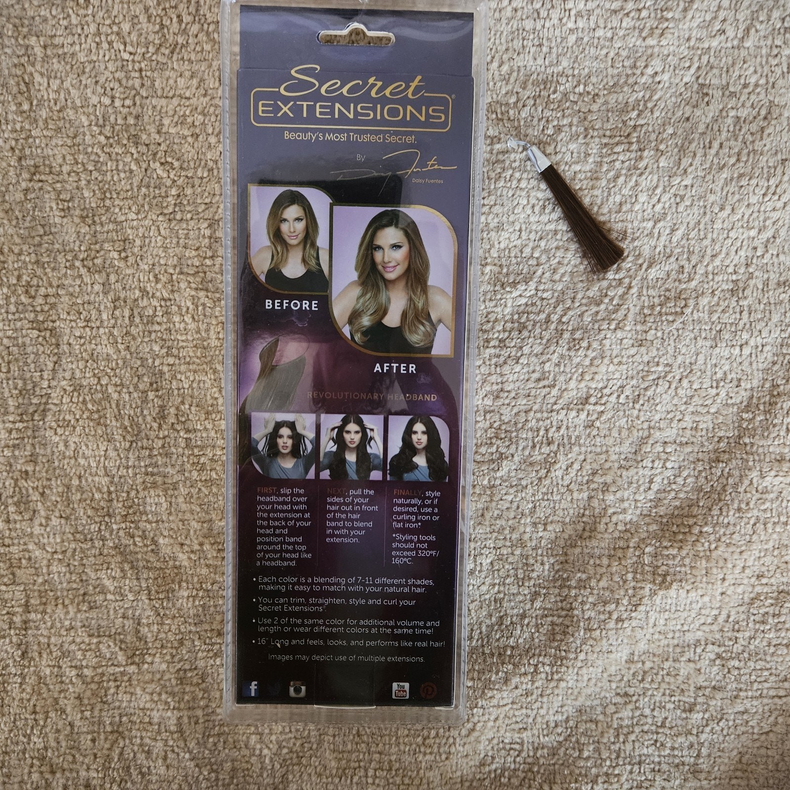 Daisy Fuentes Secret Extensions Revolutionary Headband #06 Medium Red Brown NIB!