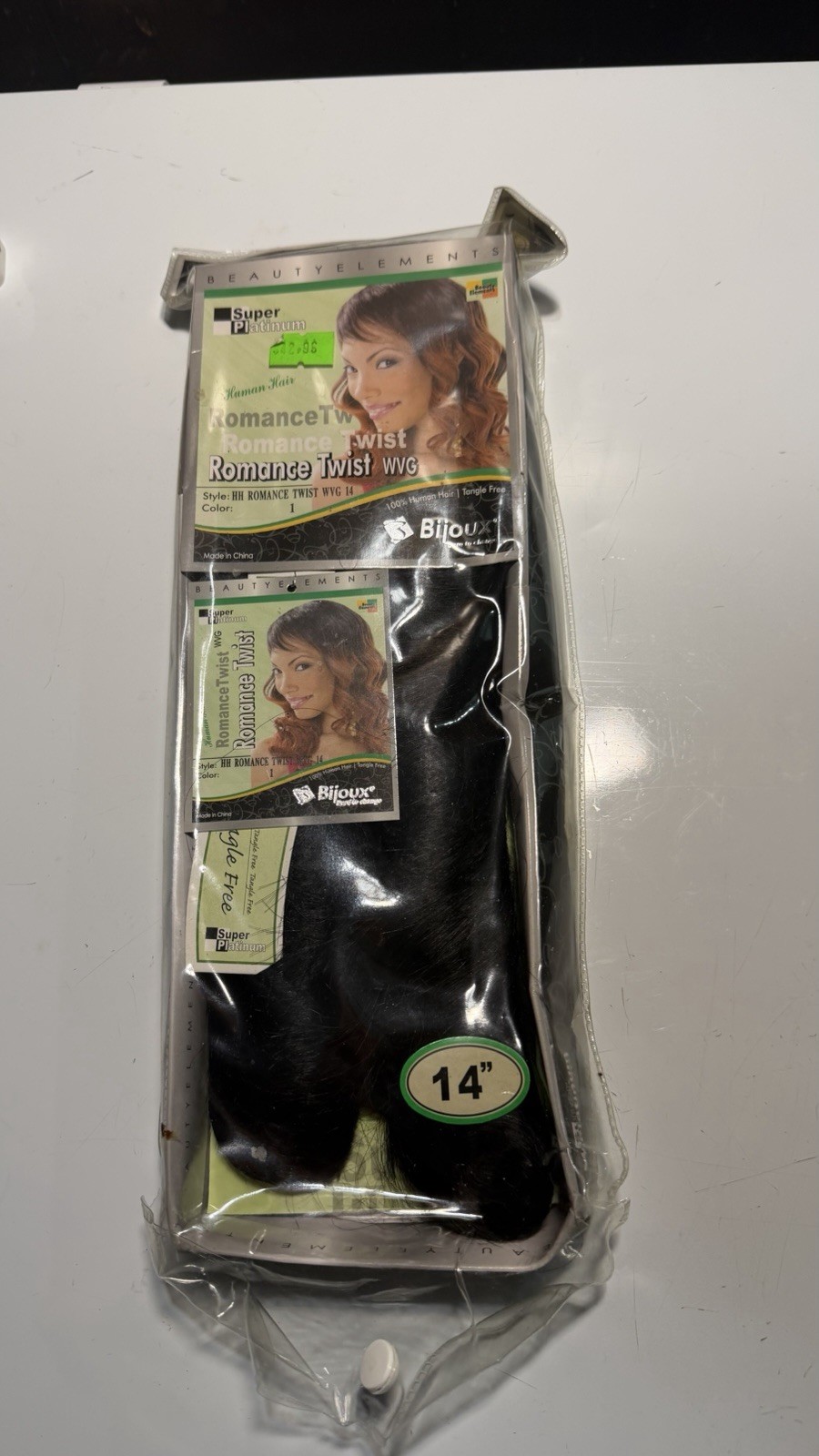 Bijoux Super Platinum Romance Twist Human Hair Weaving Extension 14″ Black