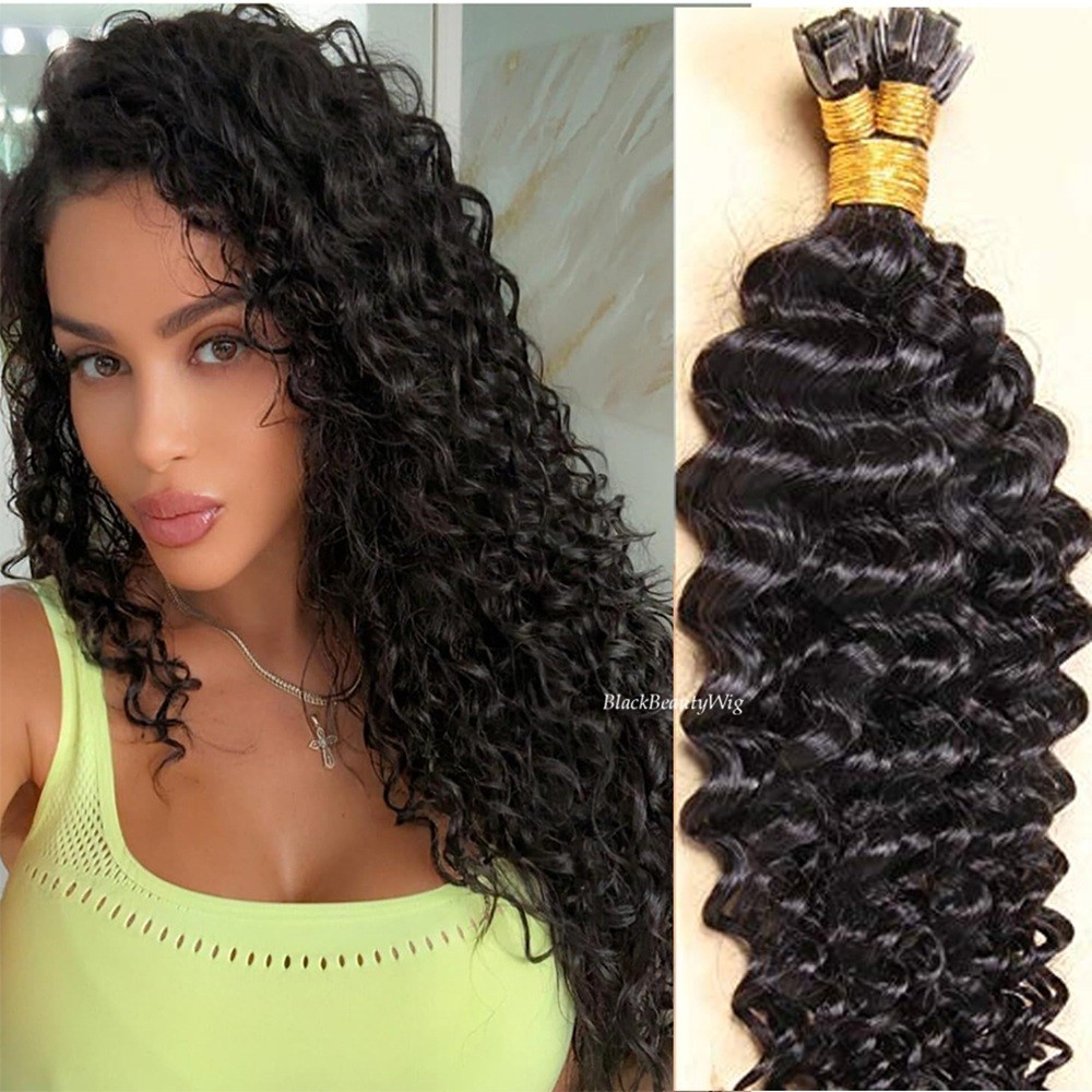 Loose Curly Keratin Fusion Flat Tip Human Hair Extension Remy K Tip Hair 100g