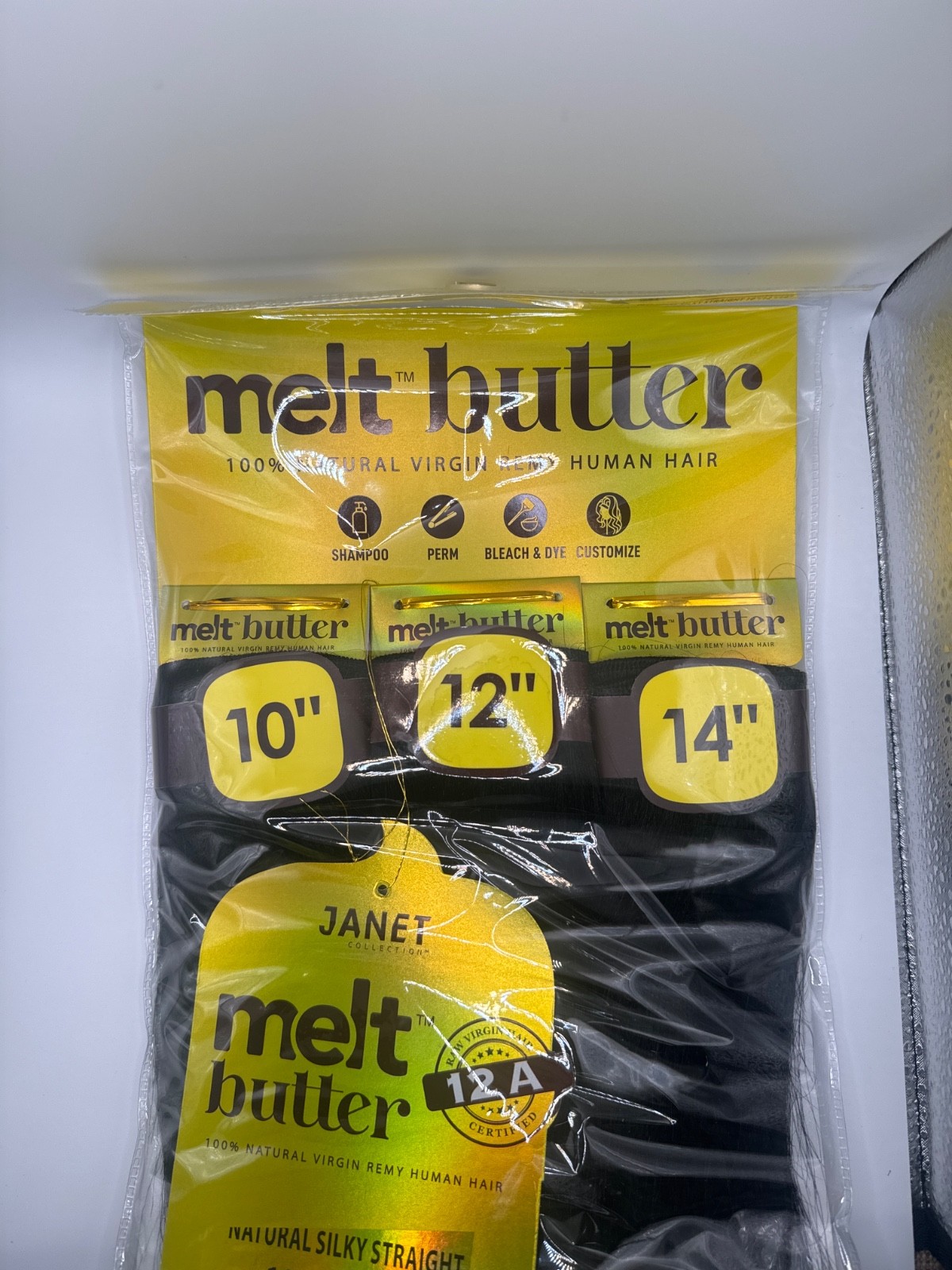 Janet Melt Butter 100% Natural Virgin Remy Human Hair 22” 24” 26” Natural Black