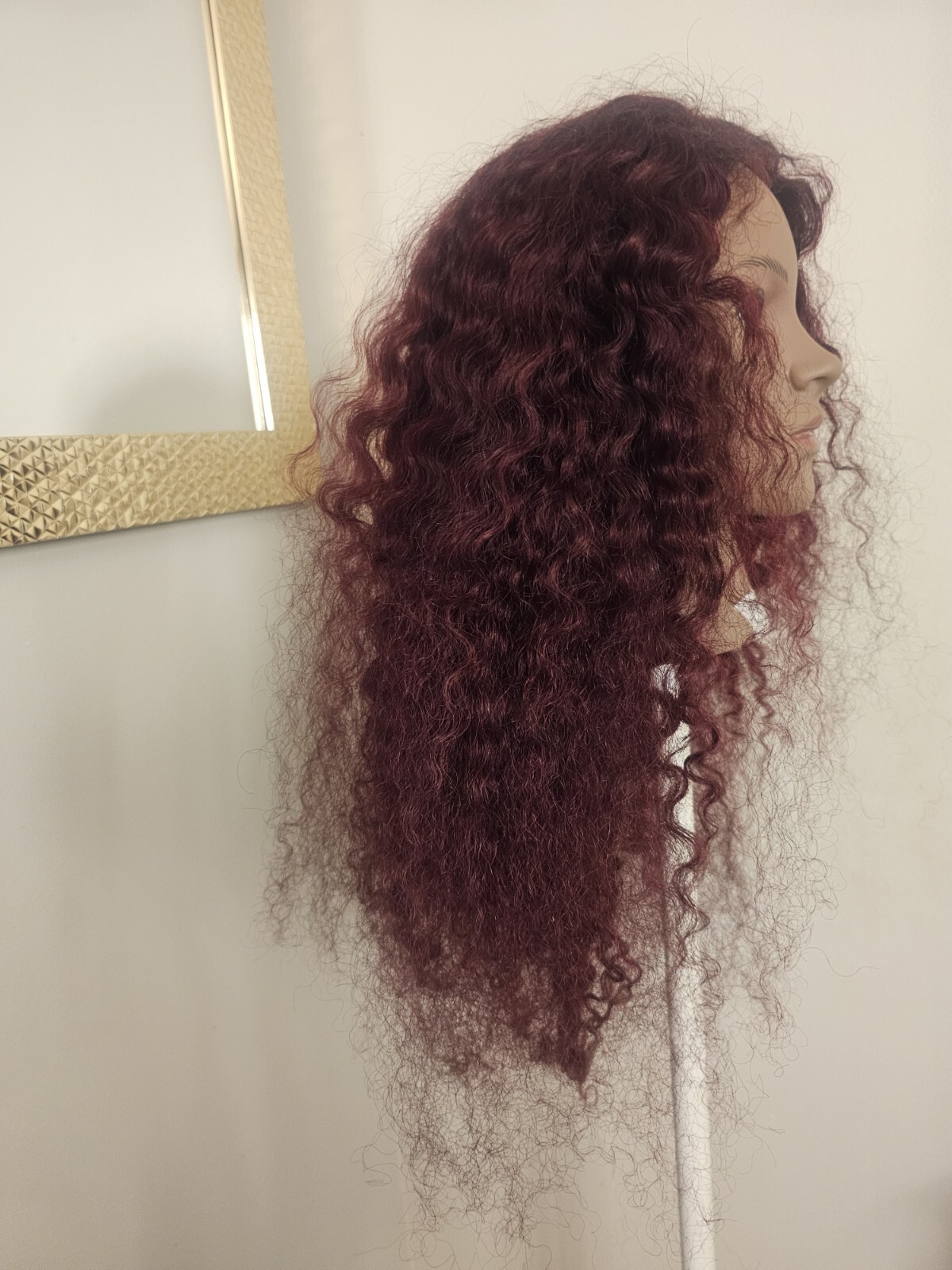 High Quality regular Top Reddish 24″ curly wavy 100% Virgin Human Hair Lace Wig