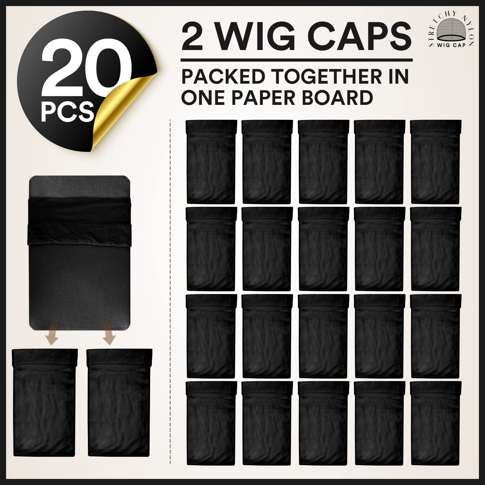 Wig Cap,Black Wig Cap 20 Pieces Wig Caps, Black Stocking Caps for Men, Stretc…