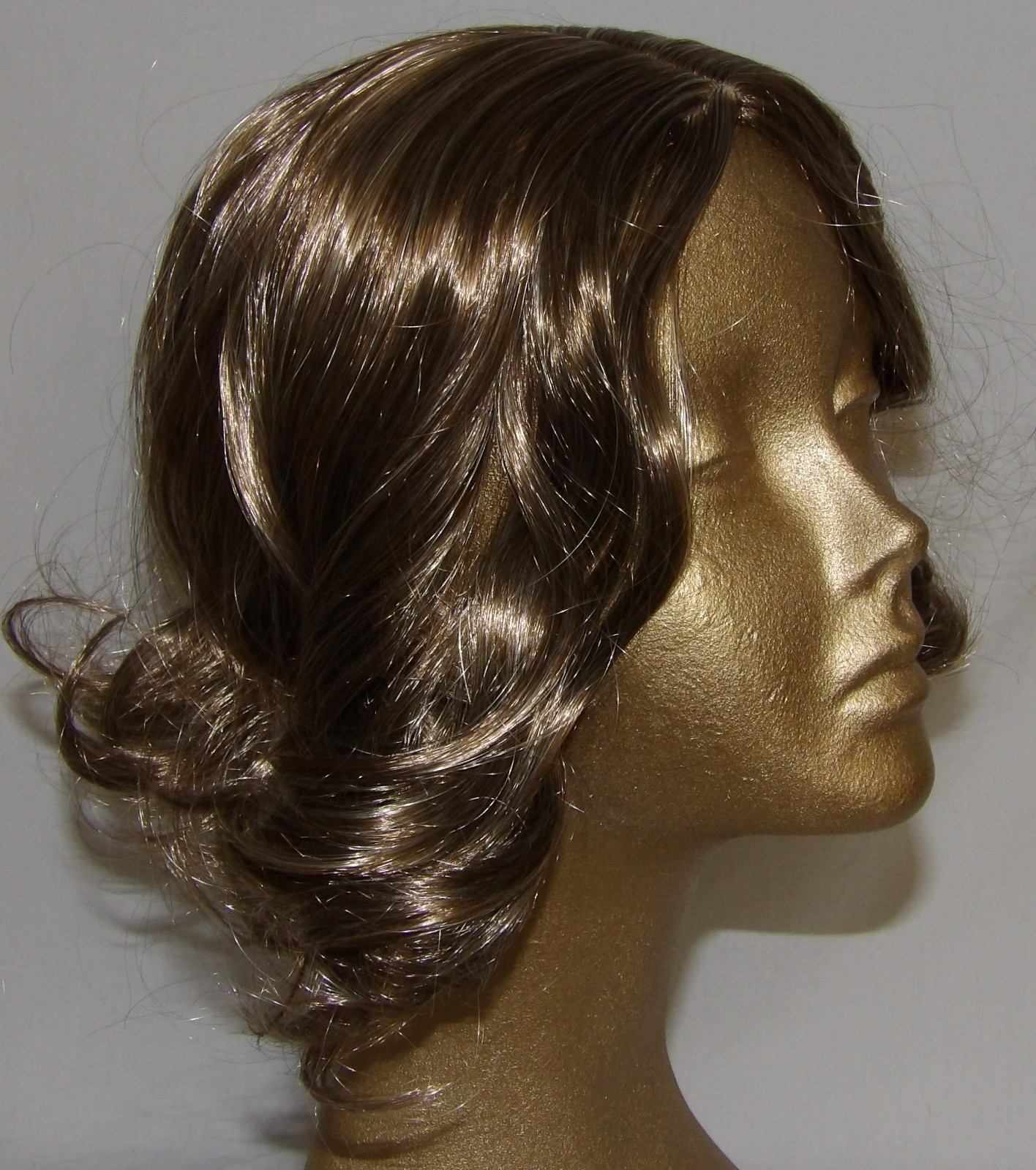 10″ Brown w/Highlights Loose Curls Synthetic Hair Wiglet Hair Topper Half Wig