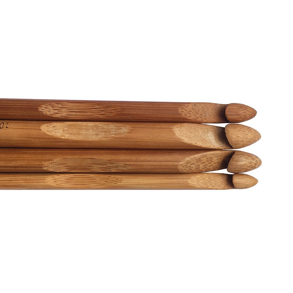 12pcs 6″ Bamboo Crochet Hooks Needle Knitting 3.0mm to 10.0mm, Brown