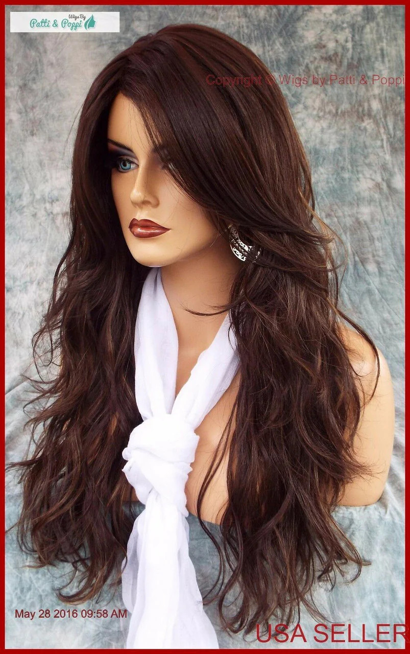 LONG SLIGHTLY WAVY WIG HEAT SAFE SKIN TOP☆CLR FS6.27 STRIKING STYLE 1226