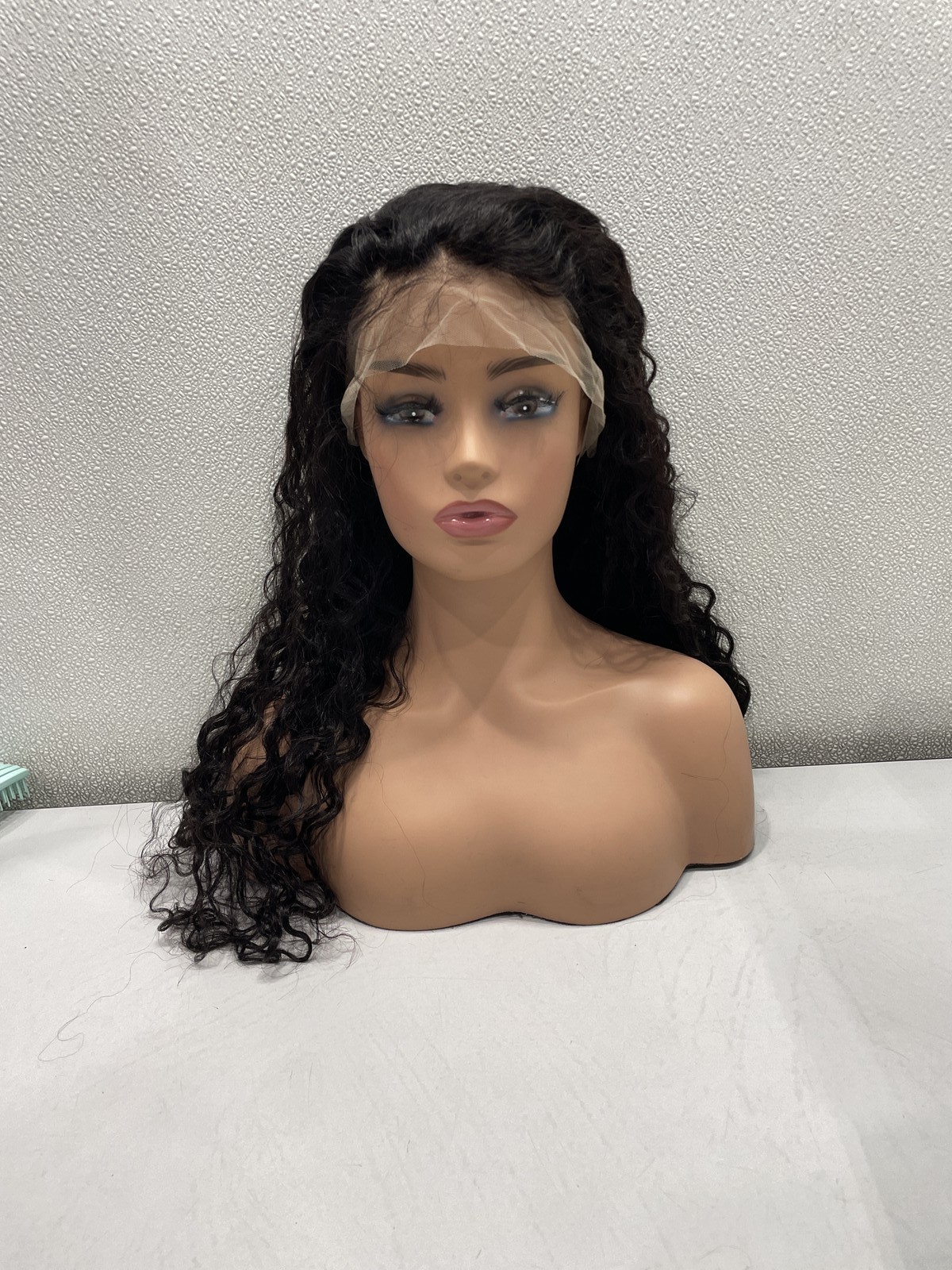 Natural Black Water Wave Human Hair Blend 13×4 Lace Front 180% Density Wig, 26″