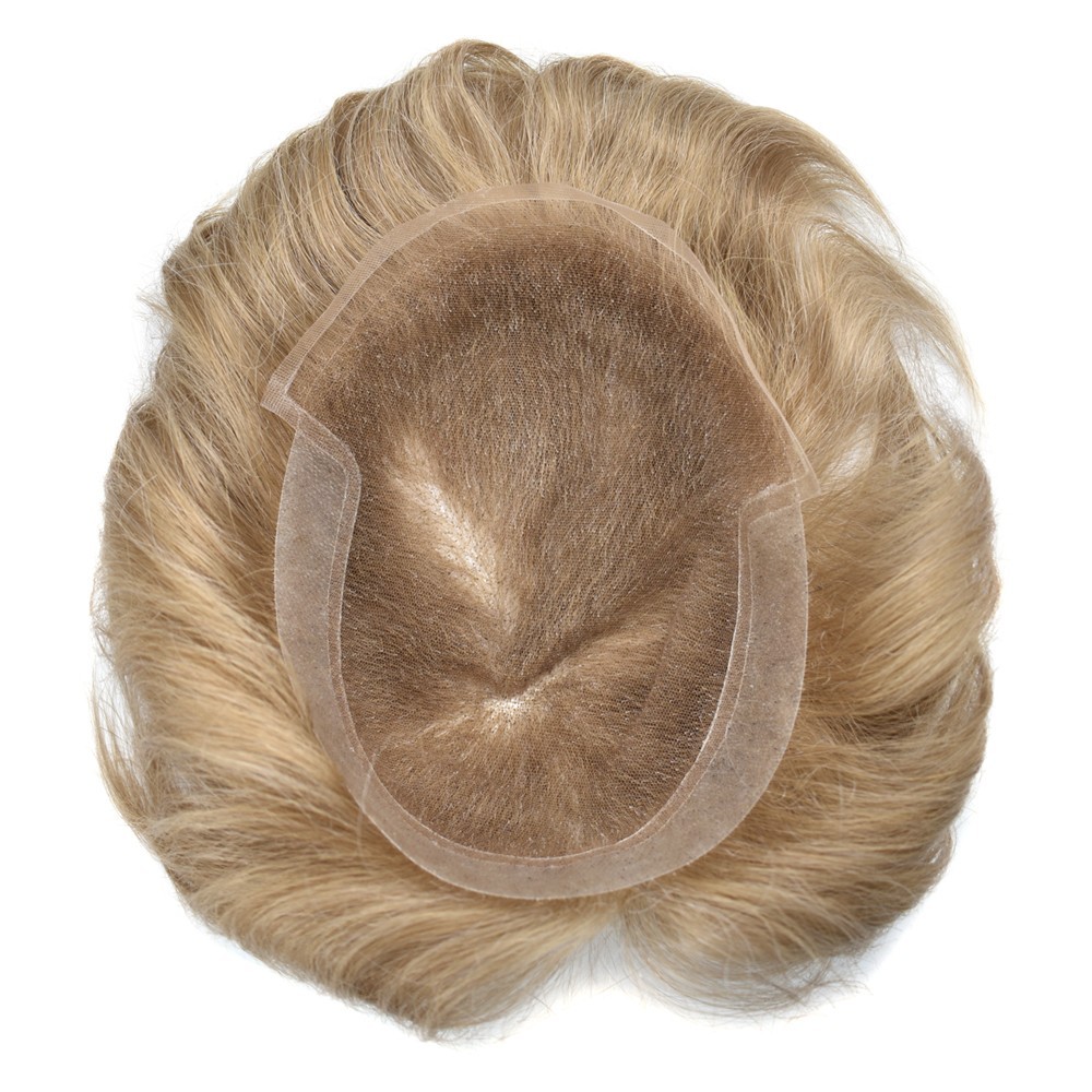 French Lace Front Mens Toupee Poly Skin Hairpieces Human Hair Replacement System