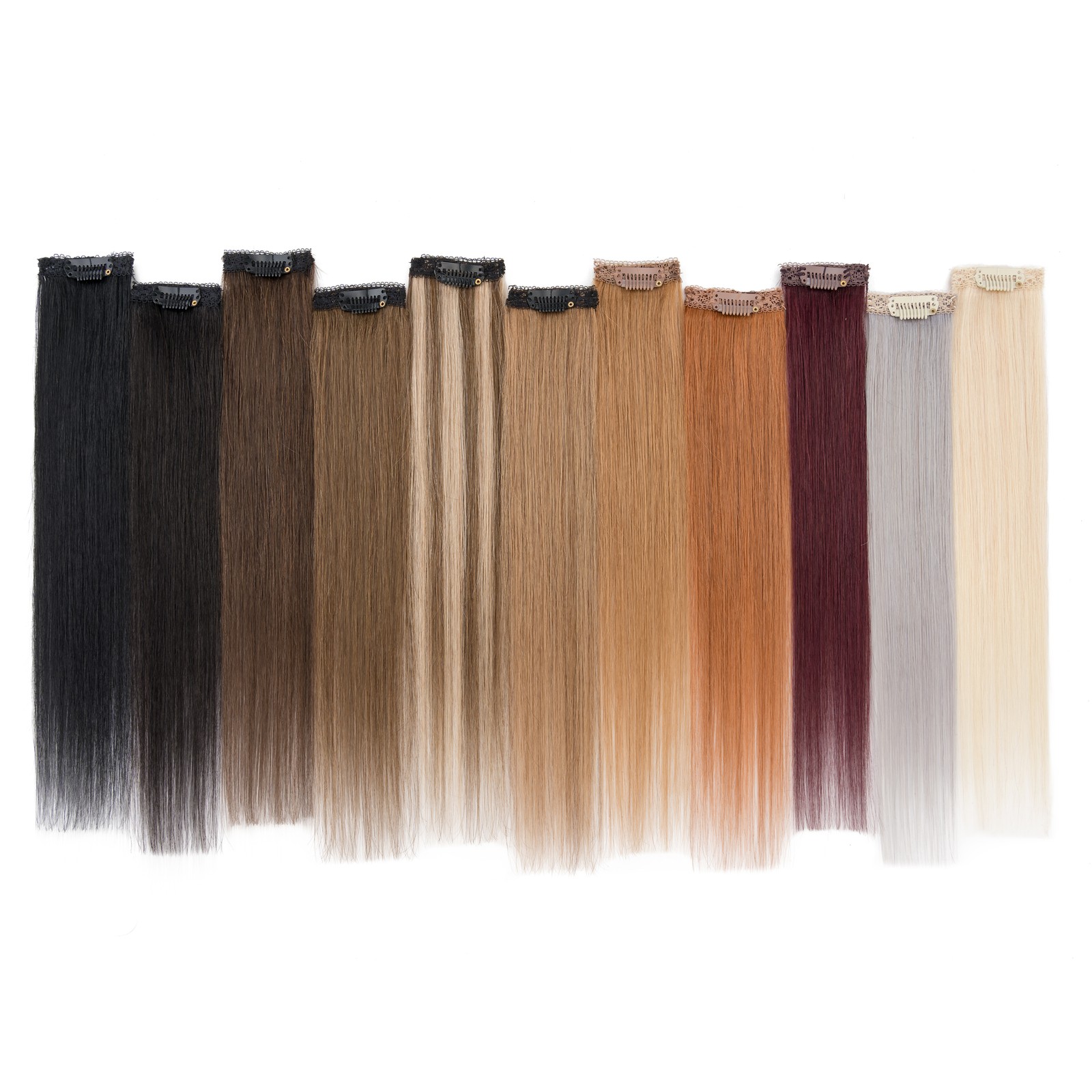 6 Pieces 6 Clips Clip Human Hair Extensions Real Thick Short Lace Weft Highlight