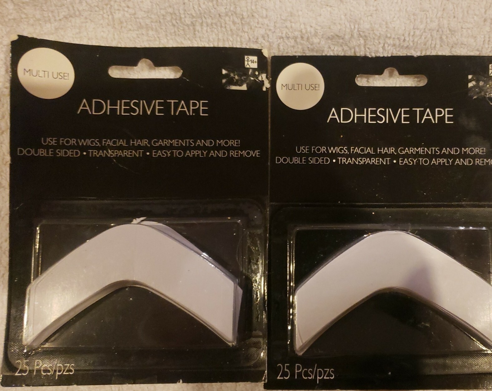 2 – Double Side Adhesive Tape for Wigs Facial Hair Garments and more 25 pcs each