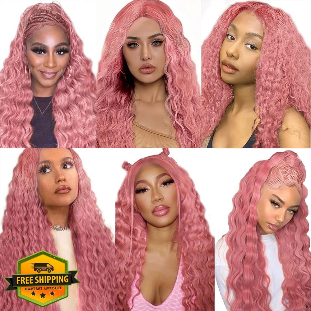 FuivJuix 3 Bundles 20 22 24 Inch Pink Deep Wave Hair