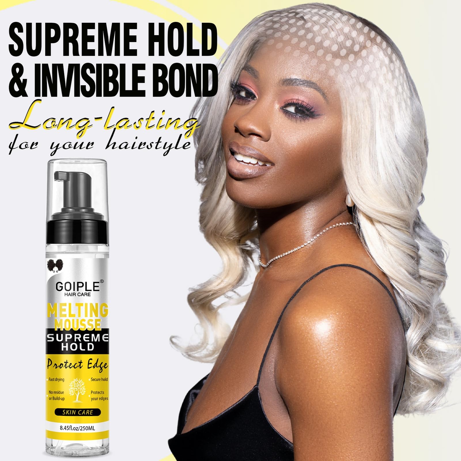 8.45 FL OZ Lace Wig Mousse Glue~Less Adhesive Extra Hold