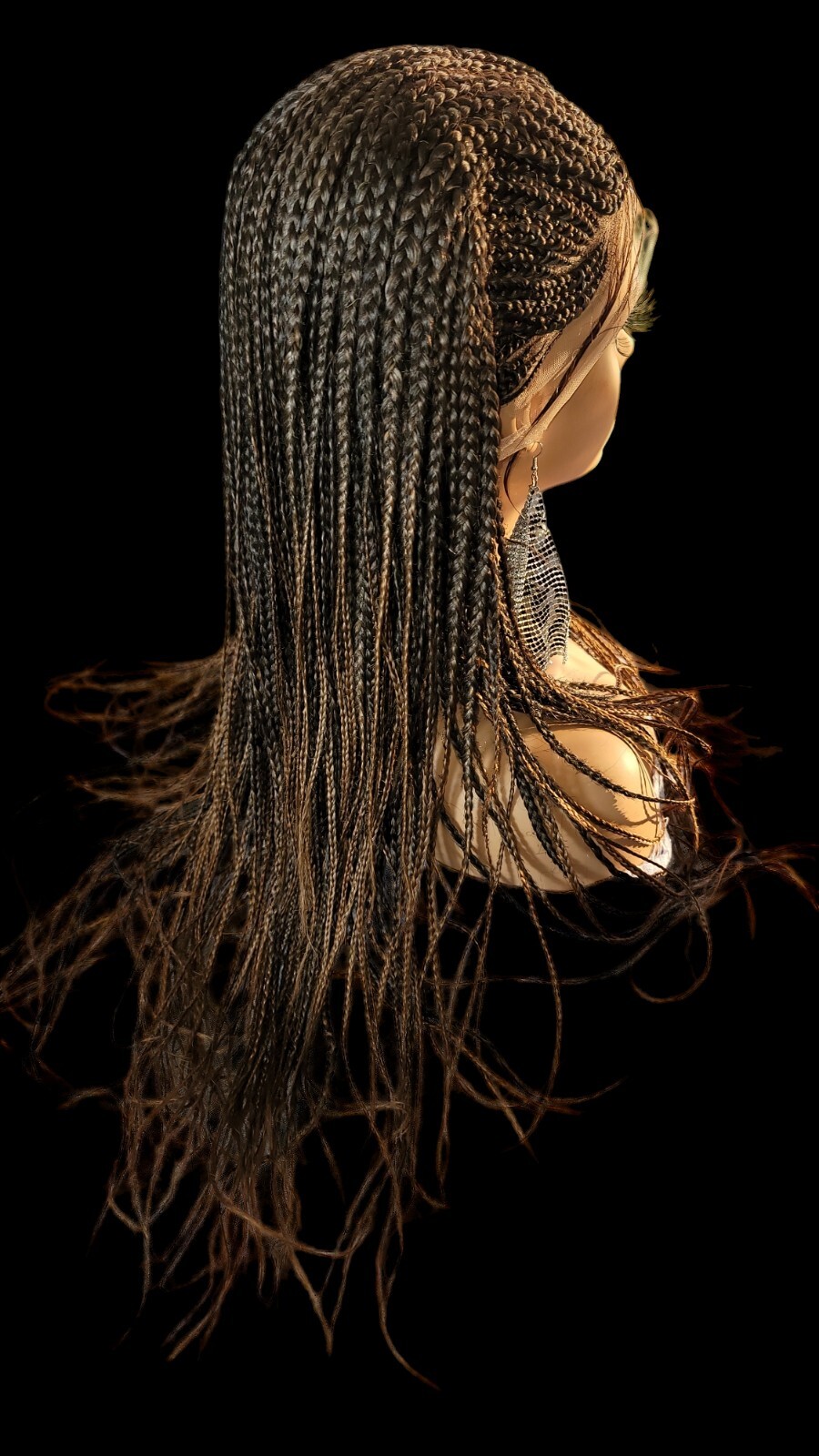 Braided Wig Full Lace Glueless Box Braids Cornrows 22″ 2/30 Ombre Handmade NWT