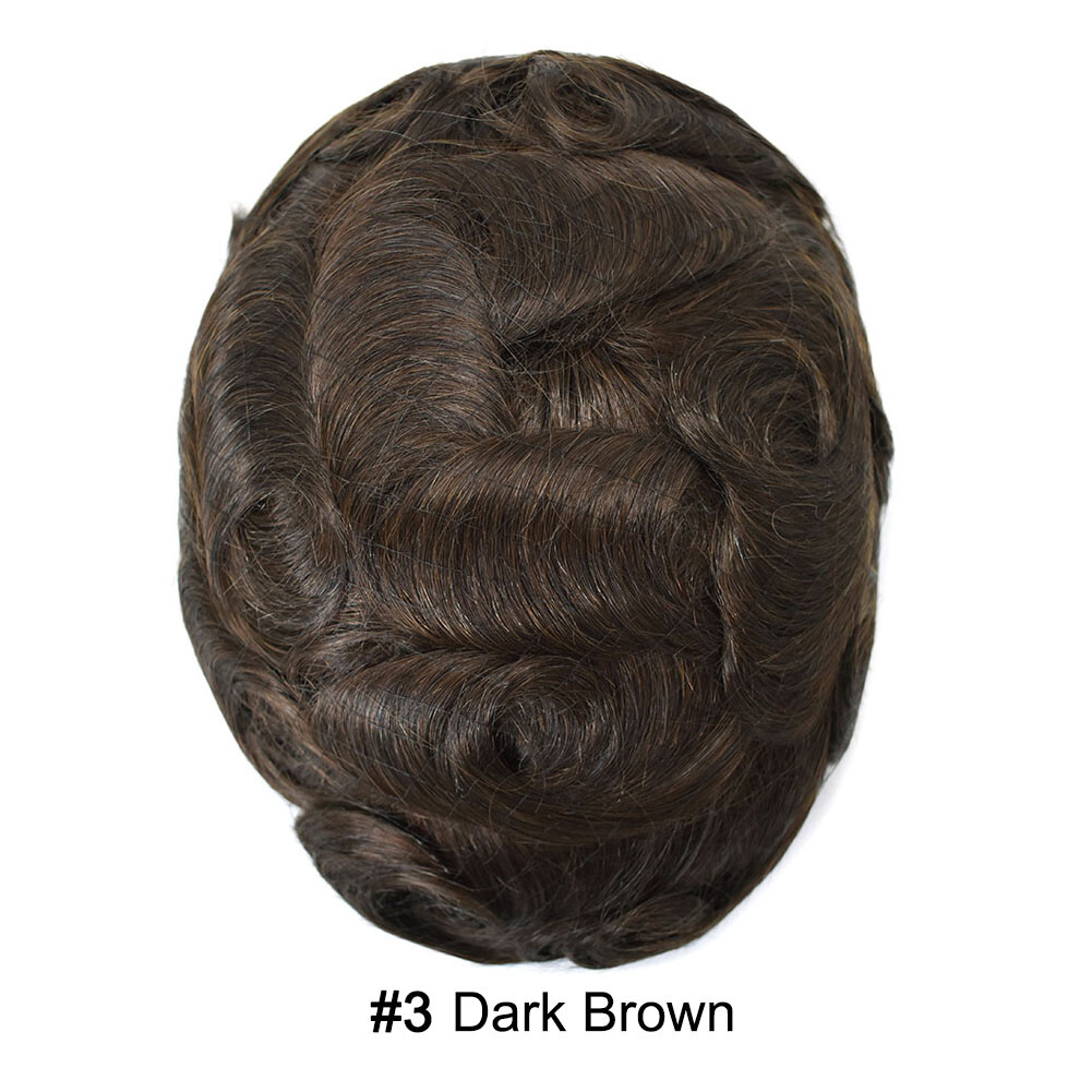 Mens Toupee Hairpiece Pro-Grade Thin Skin V-Loop 0.06mm Hair Replacement System