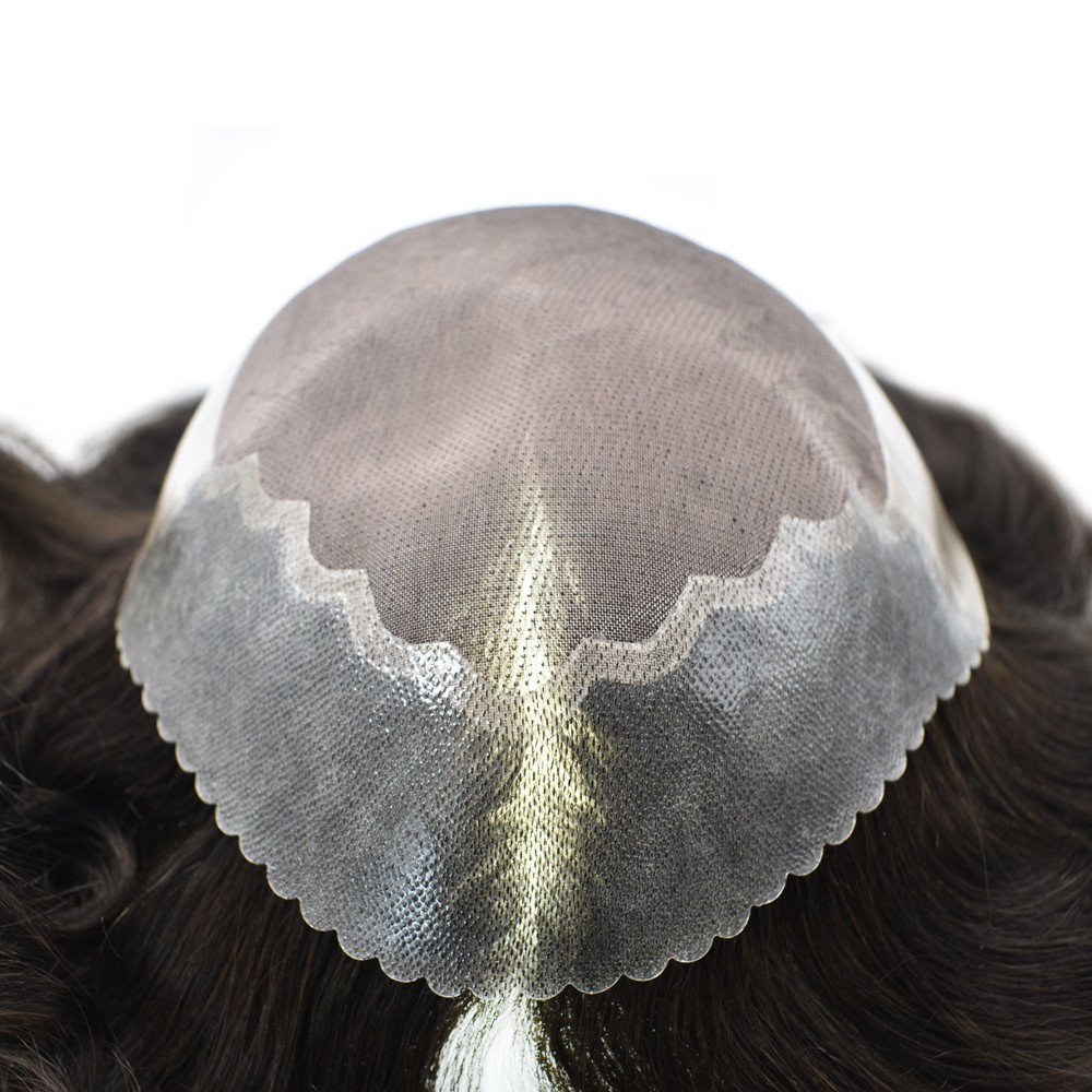 Mens Toupee Hairpiece Fine Mono Hair System for Men Wig Poly Skin Mens Hair Unit