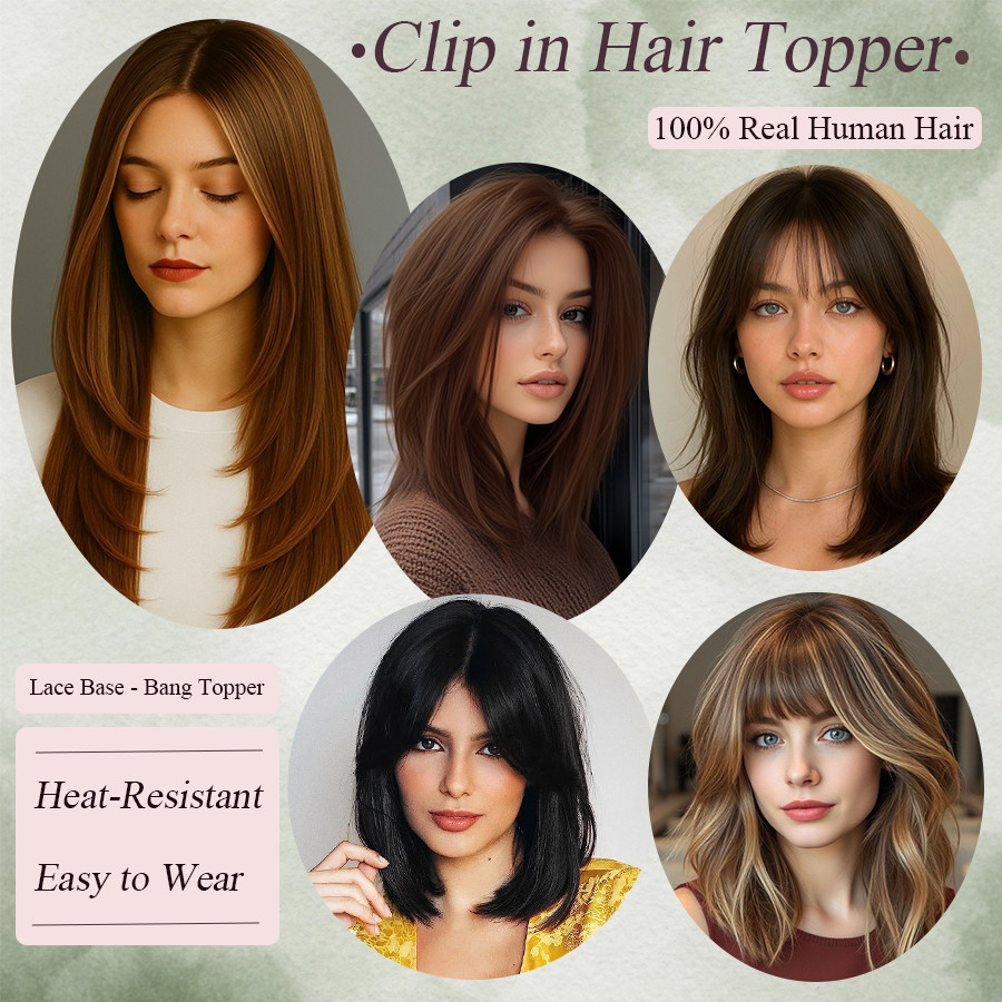 100% Real Human Hair Toppers Toupee Hairpieces Fluffy Breathable Invisible Base