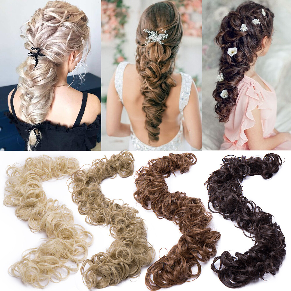 80cm LARGE Messy Bun Hair Pieces Scrunchie Updo Wrap on Hair Extensions as Human