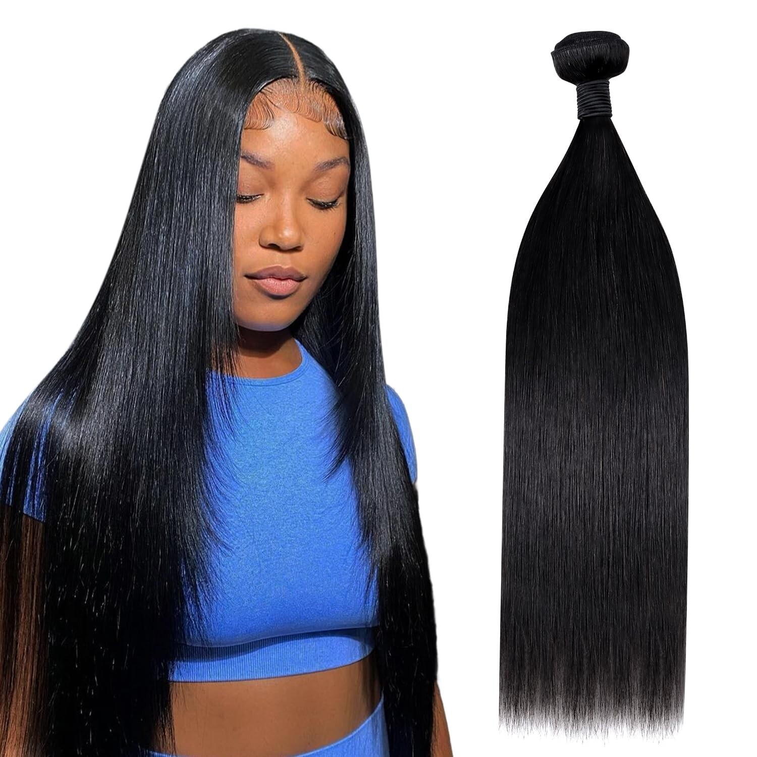 15A Cambodian Raw Human Hair Weave Bundle Weft 100g 10 inch #1B Natural Black