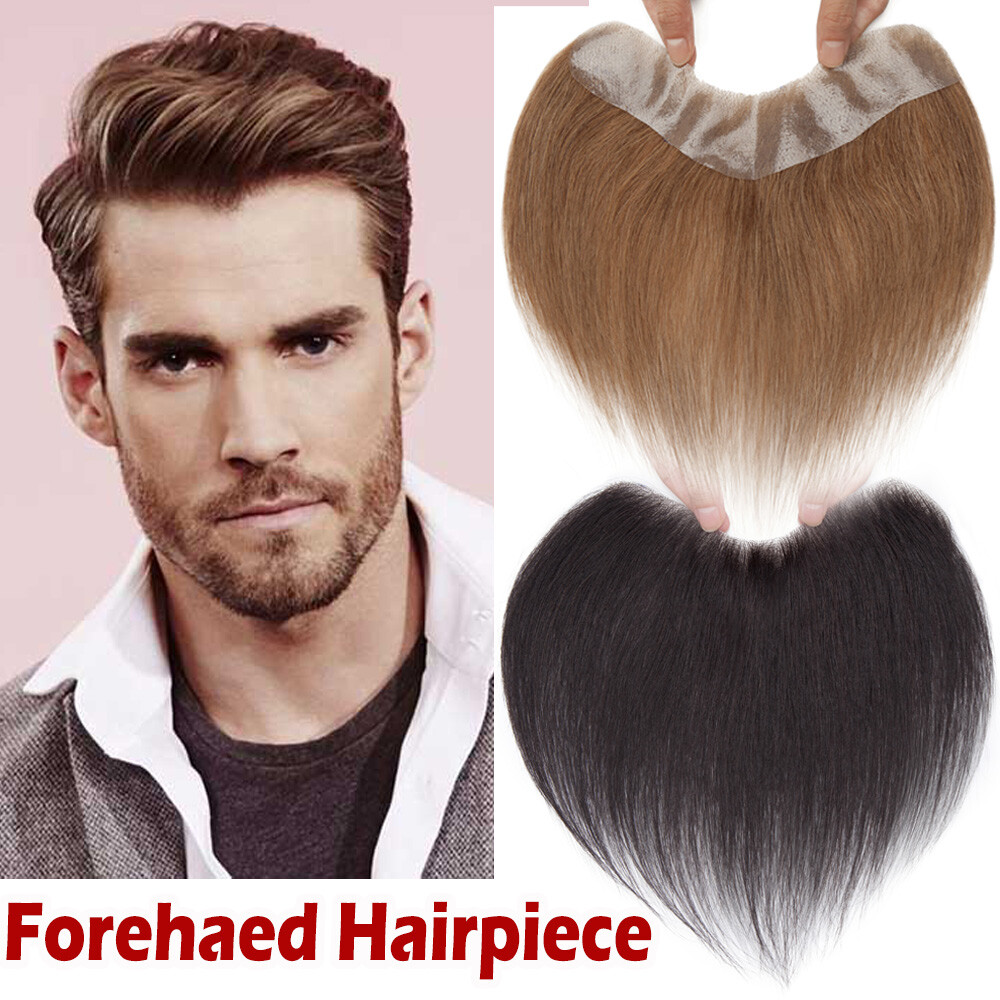 AAA+ Mens Toupee Hairpiece Human Hair Replacement System For Forehead Hair Loss