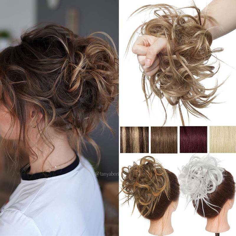 THICK Curly Bun Extension Scrunchie Hair Piece As Human Messy Chignon Soft 48g