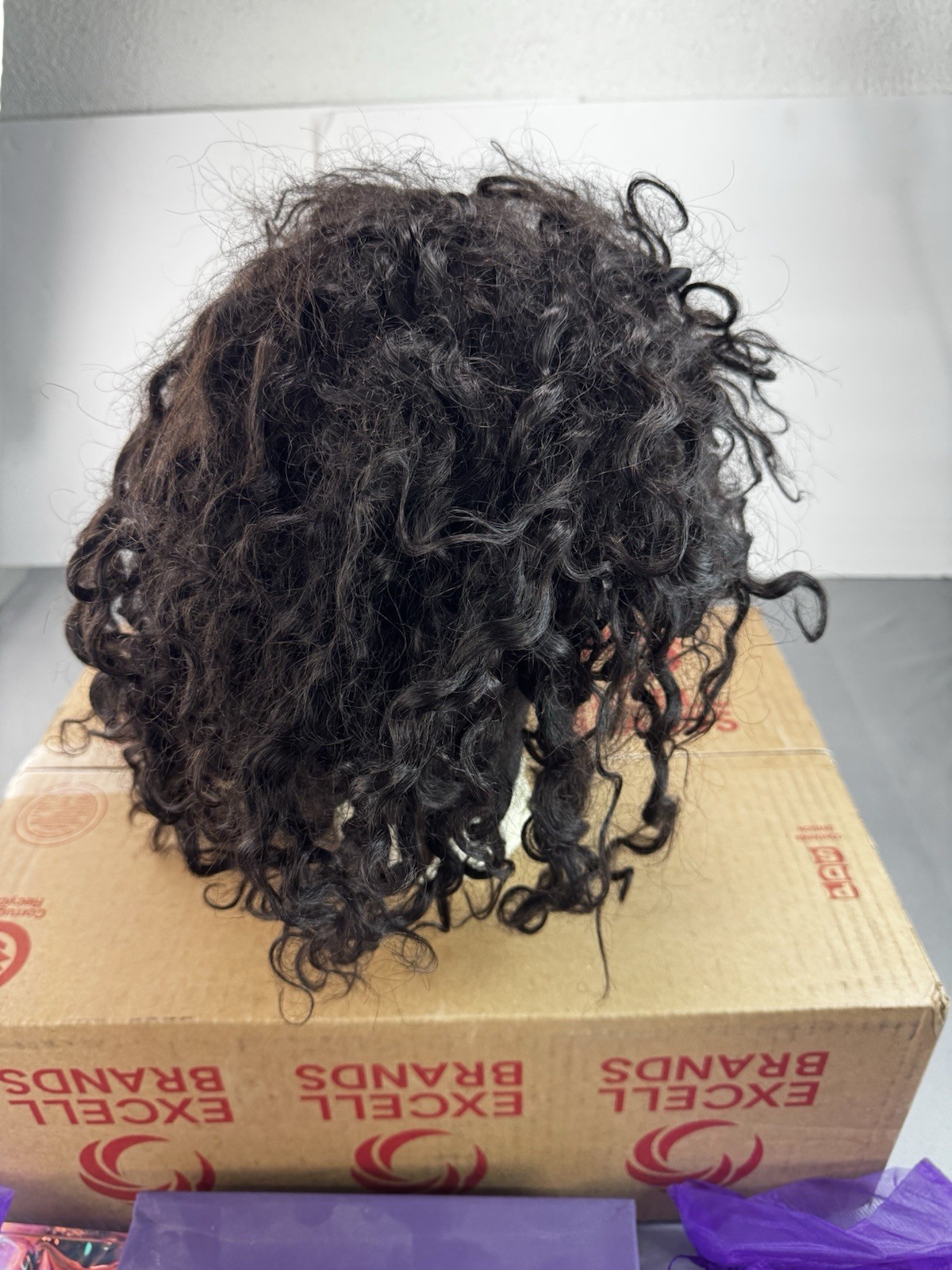 LUVME HAIR HD Human Hair Wig Short Curly Dark Brown Black NEW With Box