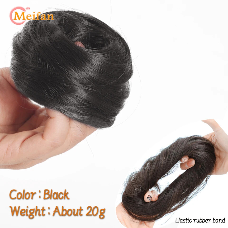 Synthetic Elastic Rubber Band Hair Bun Clip in on Hair Tail Extension