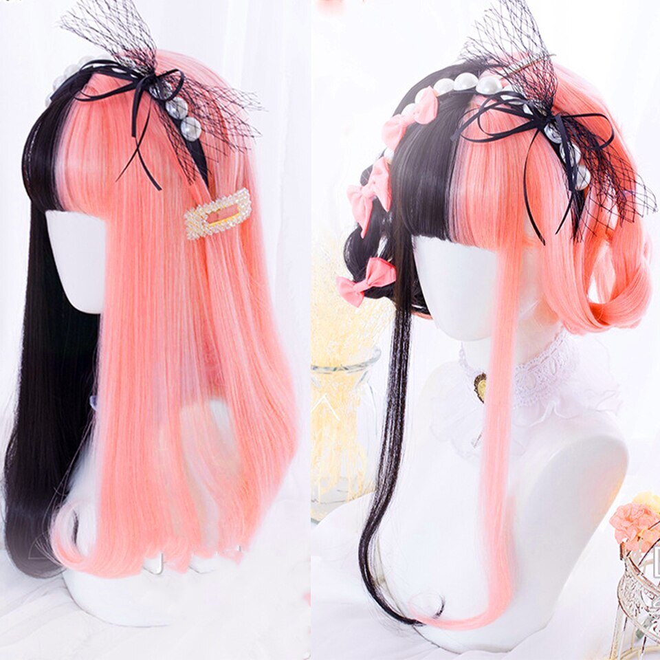 Synthetic Women’s Halloween Wig Cute Wig Black Purple Blonde Red Pink Blue