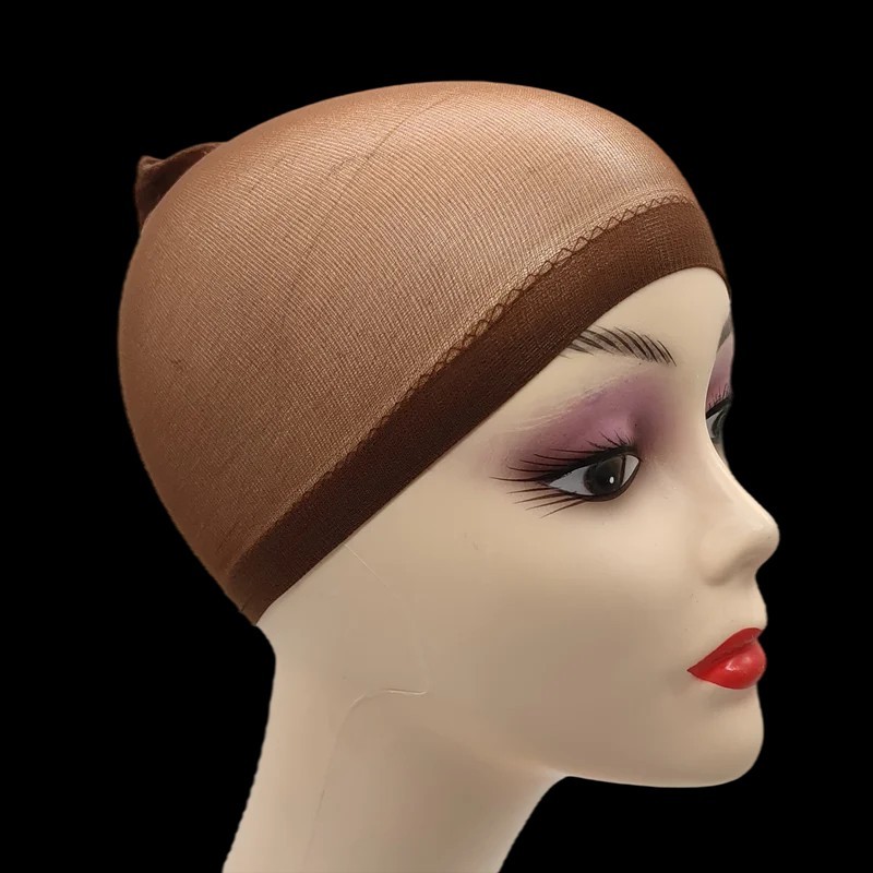2pcs Wig Cap Mesh Dome Hair Net Stretch Invisible Stocking Cap Black Brown Beige