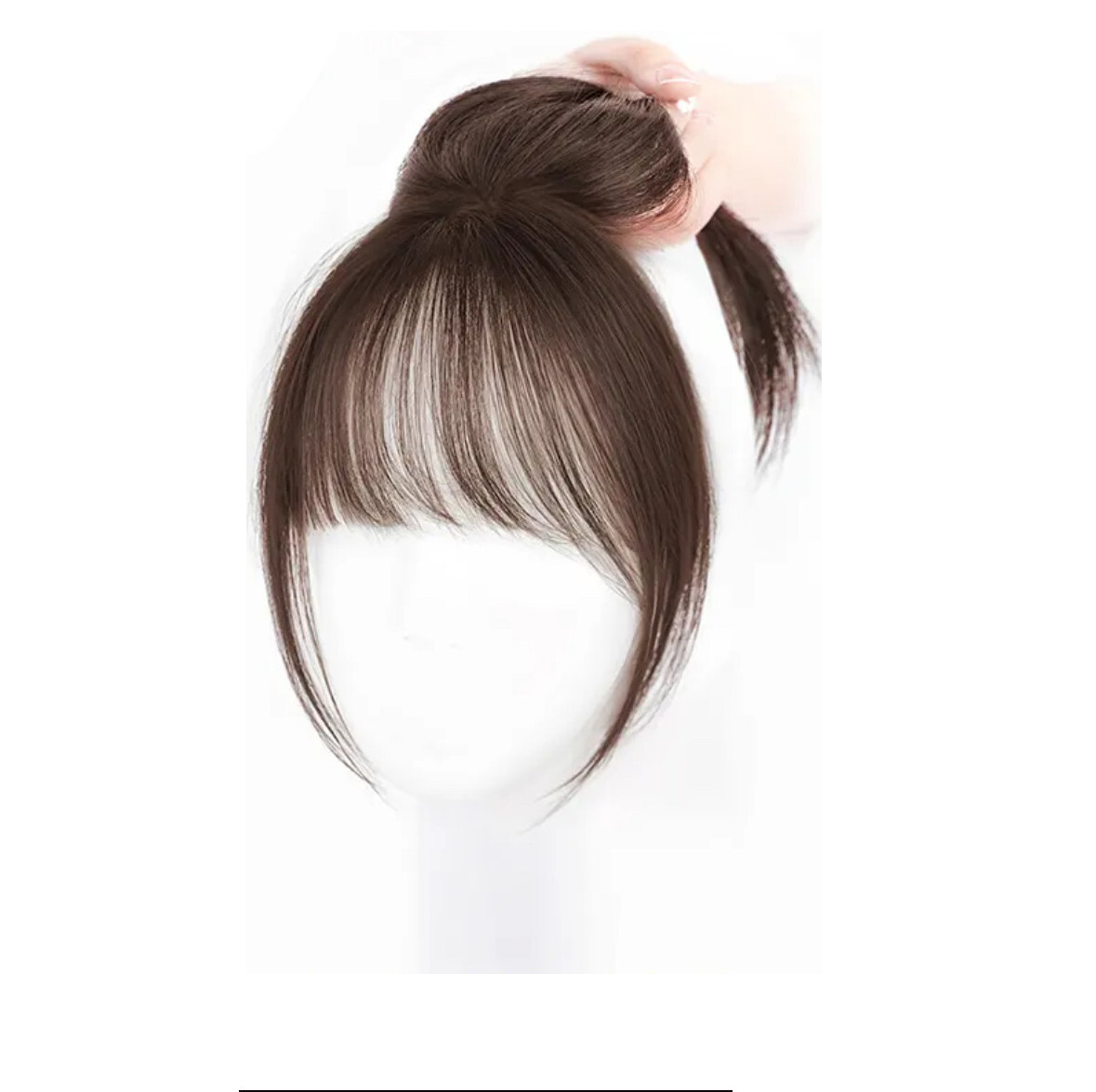 Straight Middle Part Hair Bangs Topper Clip in Human Hair Replacement for Women