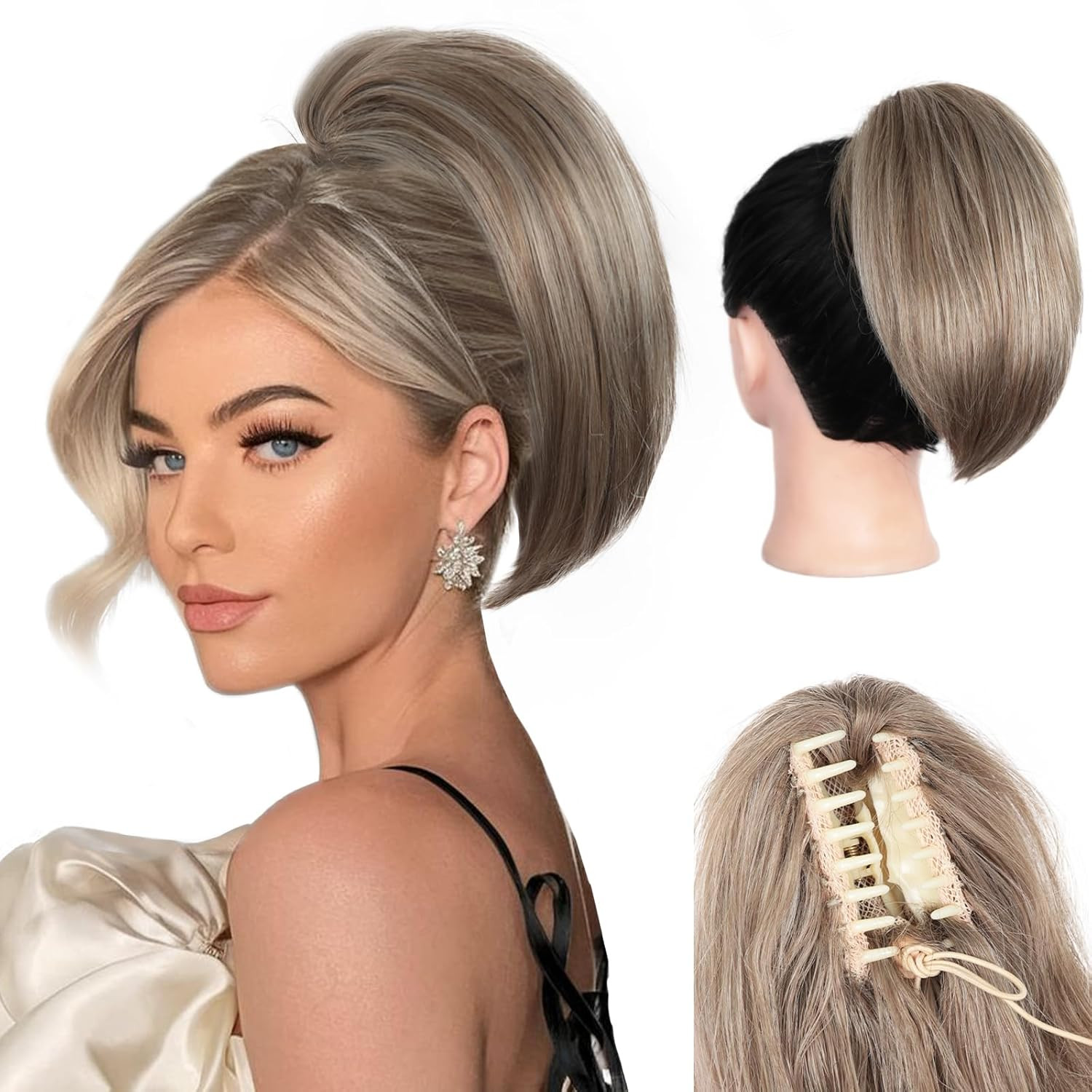 Clip on Ponytails for Women – 10 Inch Short Ponytail Extension, Straight Pony Ta