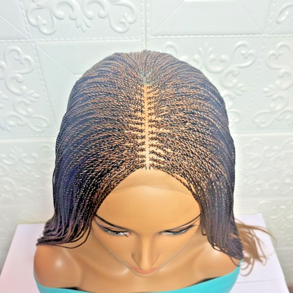 Micro Twist Braids. Frontal Lace Closure with Feather tips. Braided Wig