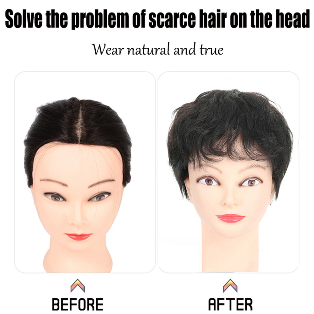 Short Wavy Curly Hair Wiglet Topper Human Hair Replacement for Women’s Thin Hair