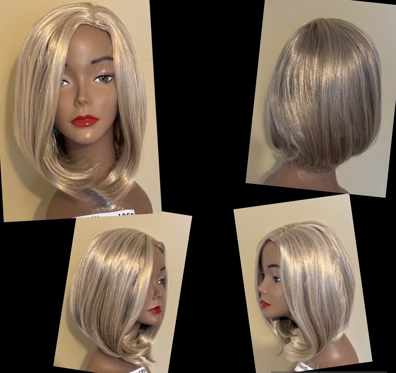 NEW! Wig Shoulder Length Bob Center Skin Part Blond Size Average 10-22