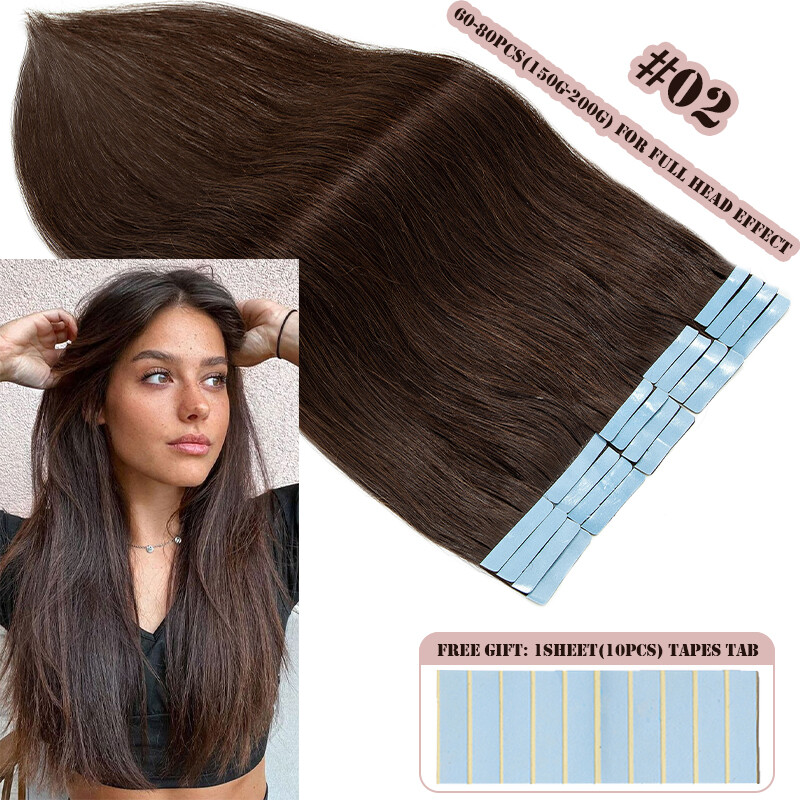CLEARANCE Tape in Skin Weft Russian Remy Human Hair Extensions 80pcs Full Head